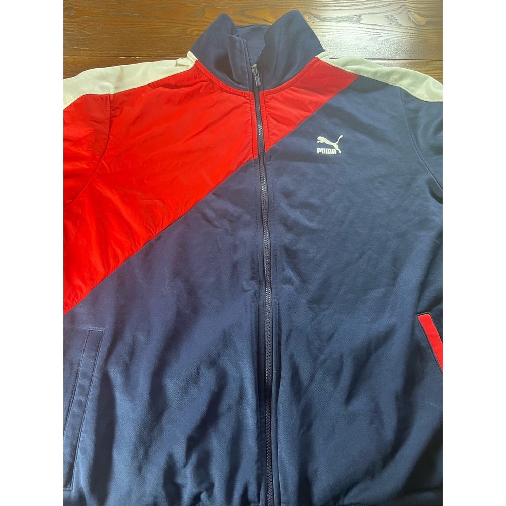 Puma Mens Multicolor Peacoat T7 Fashion Long Sleeve Full Zip Track Jacket Sz 2XL